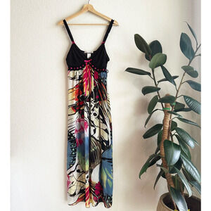 Linea Donatella Sheer Babydoll Maxi Slip Dress Small Coquette Romantic Butterfly